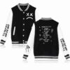  	Lil Peep Sad Face Black and White Letterman Varsity Jacket