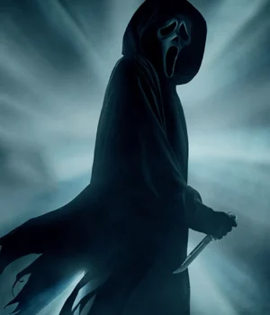  	Scream 2022 Movie Ghost Black Wool Hooded Coat