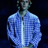  	Justin Bieber AMA 2020 Blue Checked Jacket