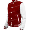  	Mens University Maroon and White Wool Baseball Varsity Jacket