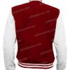  	Mens University Maroon and White Wool Baseball Varsity Jacket