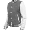  	Mens School Style Grey and White Letterman Jacket