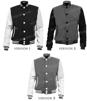  	Mens College Style Wool Varsity Letterman Bomber Jacket