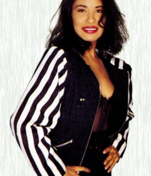  	Selena Quintanilla Black and White Cropped Jacket