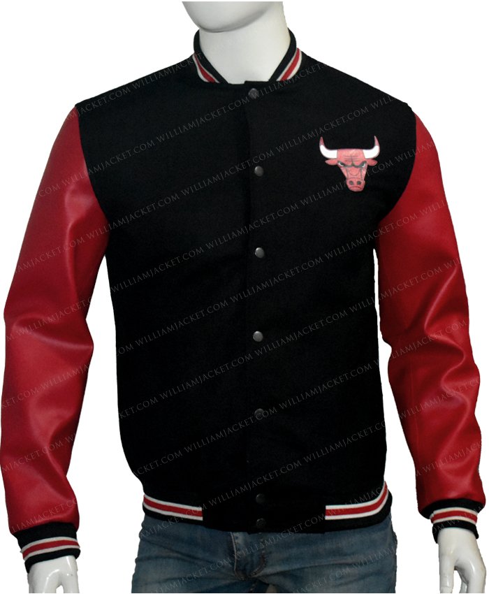 Mens Letterman Chicago Bulls Wool Red & Black Jacket Mens Letterman Chicago Bulls Wool Red & Black Jacket