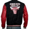 Mens Letterman Chicago Bulls Wool Red & Black Jacket Mens Letterman Chicago Bulls Wool Red & Black Jacket