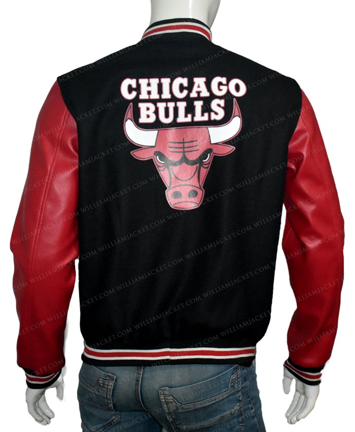 Mens Letterman Chicago Bulls Wool Red & Black Jacket Mens Letterman Chicago Bulls Wool Red & Black Jacket