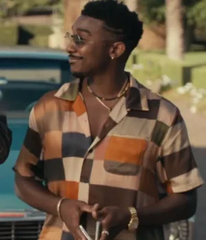  	Bel-Air Jordan L. Jones Brown Patchwork Print Shirt