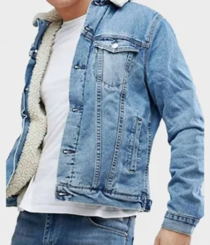  	Black Panther Erik Killmonger Blue Trucker Denim Jacket