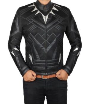  	Black Panther Chadwick Costume Real Leather Jacket
