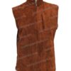  	The Eternals Salma Hayek Suede Leather Brown Shearling Vest