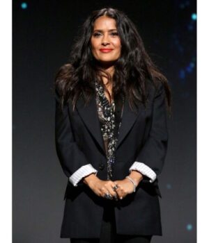  	Salma Hayek Movie Eternals Event Black Suiting Blazer