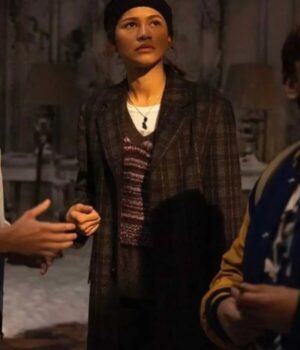  	Spiderman No Way Home Michelle Jones MJ Trench Plaid Coat