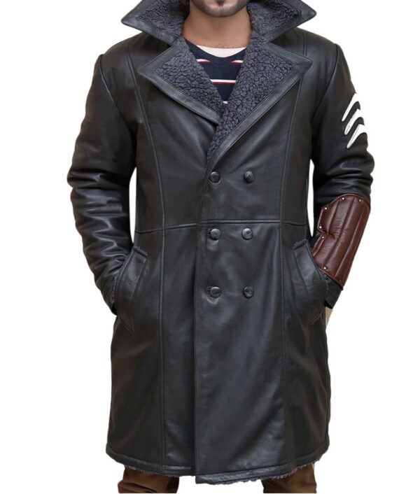 Suicide Squad Jai Courtney Black Leather Shearling Coat Suicide Squad Jai Courtney Black Leather Shearling Coat