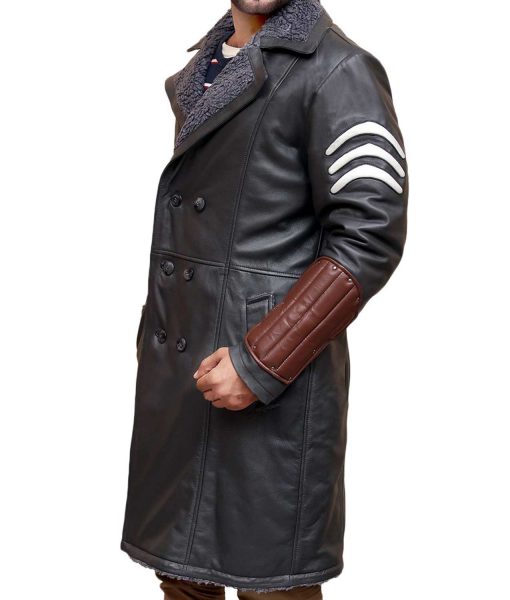 Suicide Squad Jai Courtney Black Leather Shearling Coat Suicide Squad Jai Courtney Black Leather Shearling Coat