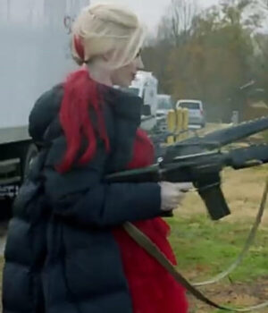  	Suicide Squad Margot Robbie Black Puffer Coat