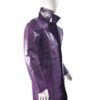  	Joker Suicide Squad Crocodile Notch Collar Purple Leather Coat