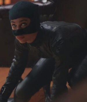 	The Batman 2022 Selina Kyle Black Slim Fit Leather Jacket