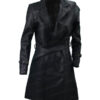 	The Batman 2022 Cat Woman Black Leather Coat
