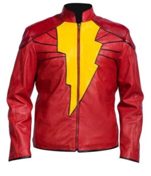  	Zachary Levi Shazam Billy Batson Costume Leather Jacket