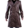  	Jackie Earle Haley Watchmen Brown Leather Coat