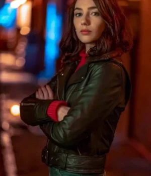  	The Flash Natalie Dreyfuss Black Leather Jacket