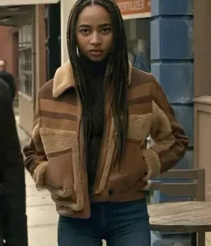  	Superman & Lois S03 Tayler Buck Sherpa Fur Leather Jacket