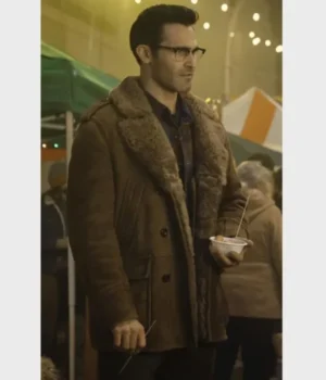  	Superman and Lois Clark Kent Brown Suede Shearling Fur Coat
