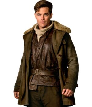  	Chris Pine Wonder Woman Brown Cotton Coat