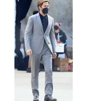  	Ryan Gosling The Gray Man Suiting Fabric Formal Grey Suit