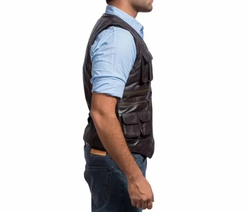 Chris Pratt Jurassic World Leather Brown Utility Vest Chris Pratt Jurassic World Leather Brown Utility Vest