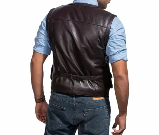 Chris Pratt Jurassic World Leather Brown Utility Vest Chris Pratt Jurassic World Leather Brown Utility Vest