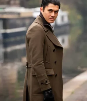  	The Gentlemen Henry Golding Brown Long Trench Coat