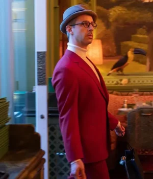  	The Gentlemen Jeremy Strong Red Notch Collar Partywear Suit