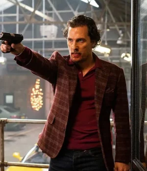  	The Gentlemen Matthew McConaughey Brown Checkered Blazer