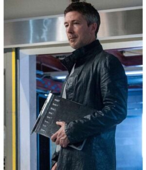  	Maze Runner The Death Cure Aidan Gillen Black Leather Coat