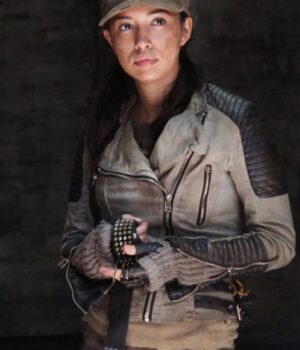  	The Walking Dead Christian Serratos White Quilted Biker Jacket