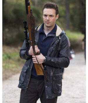  	The Walking Dead Aaron Black Leather Hooded Jacket