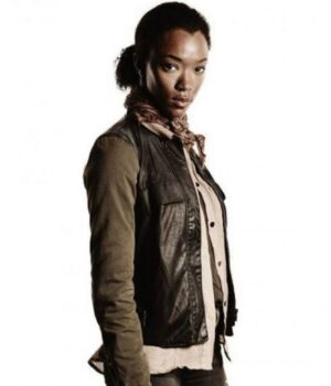  	The Walking Dead Sasha Williams Black Leather Vest