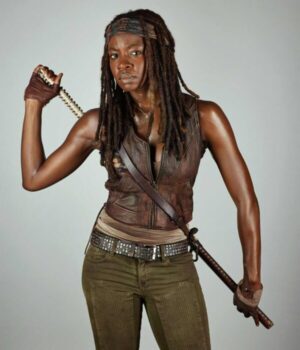  	The Walking Dead Michonne Hawthorne Brown Leather Vest