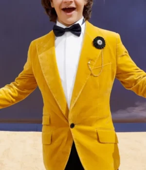  	Stranger Things Gaten Matarazzo Event Yellow Velvet Blazer