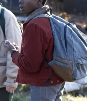  	Lucas Sinclair Stranger Things Corduroy Fur Collar Jacket