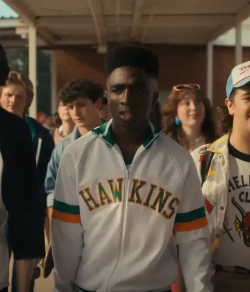 Stranger Things Lucas Sinclair Hawkins Fleece Jacket Stranger Things Lucas Sinclair Hawkins Fleece Jacket