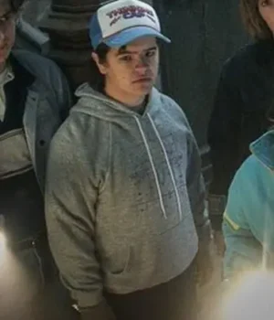  	Stranger Things Dustin Henderson Grey Fleece Hoodie