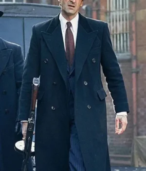  	Peaky Blinders Adrien Brody Black Wool-Blend Trench Coat