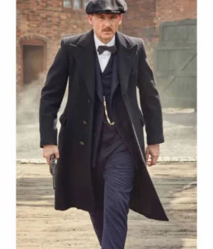  	Peaky Blinders Arthur Shelby Black Wool Trench Coat