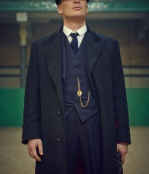  	Peaky Blinders Thomas Shelby Navy Blue Three Piece Pinstripe Suit