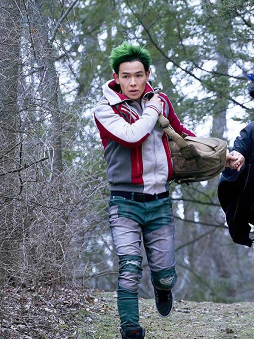 Titans Ryan Potter Beast Boy Red and Grey Bomber Jacket Titans Ryan Potter Beast Boy Red and Grey Bomber Jacket