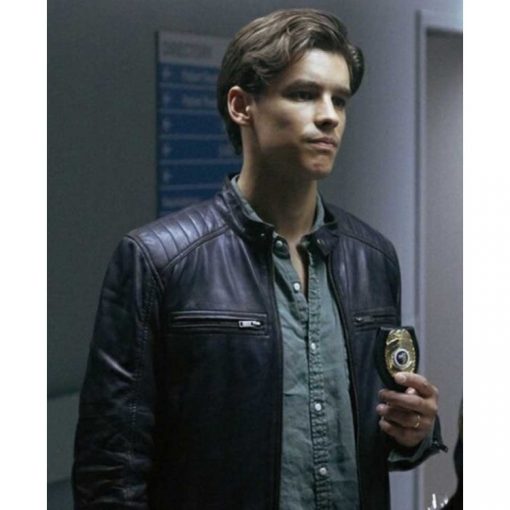 Titans Brenton Thwaites Black Cafe Racer Quilted Leather Jacket Titans Brenton Thwaites Black Cafe Racer Quilted Leather Jacket