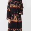  	Yellowstone Beth Dutton Black Aztec Printed Coat
